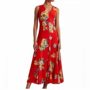 Really pretty brand new red floral dress Ralph Lauren
